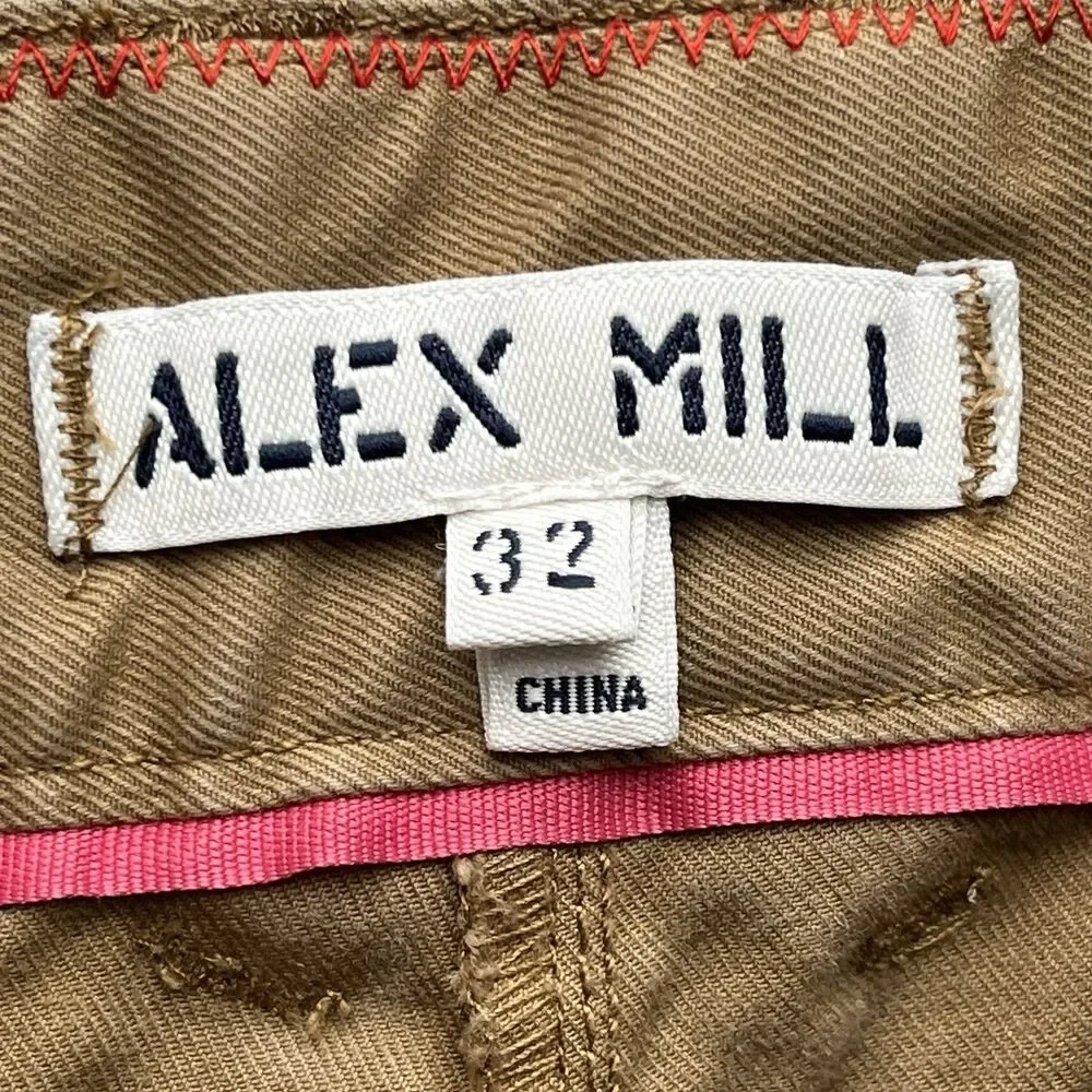 Alex Mill Chino Pants Mens 32X27 Button Fly Stretch Casual Tapered Twill Pants